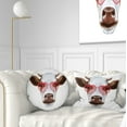 thumbnail image 1 of Designart Cow with Red Heart Glasses - Animal Throw Pillow - 12x20, 1 of 5