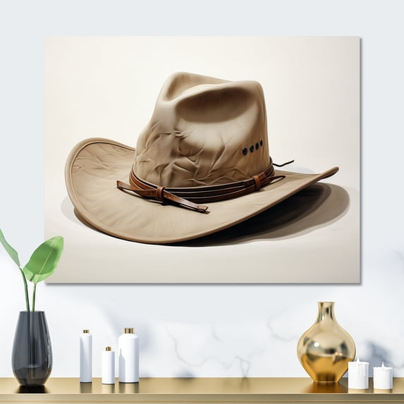 Designart "Cowboy Hat Simplicity Style VII" Cowboys Metal Art Print