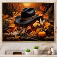 thumbnail image 1 of Designart "Cowboy Hat with Autumn Vibes II" People Framed Wall Art - Mid-Century Orange Cowboys Living Room Framed Canvas Art, 1 of 6