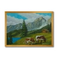 thumbnail image 1 of Designart 'Cows On A Green Meadow With Mountain Landscape With ' Farmhouse Framed Art Print, 1 of 4
