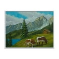 thumbnail image 1 of Designart 'Cows On A Green Meadow With Mountain Landscape With ' Farmhouse Framed Canvas Wall Art Print, 1 of 1