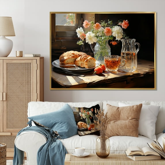 Designart "Cozy Breakfast Moments III" Food & Beverage Floater Framed Wall Decor