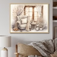 thumbnail image 1 of Designart "Cozy Retreat in Winter Cottage III" Farm Framed Wall Art - Country Beige Farm Windows Bedroom Framed Canvas Wall Art, 1 of 6