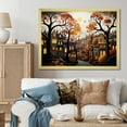 thumbnail image 1 of Designart "Cozy Village in Moonlit Autumn I" Cityscapes Framed Wall Art Decor - Industrial Orange City Art Deco Entryway Framed Wall Art, 1 of 6