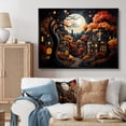 thumbnail image 1 of Designart "Cozy Village in Moonlit Autumn IV" Cityscapes Framed Wall Art - Industrial Orange City Art Deco Living Room Framed Canvas Art, 1 of 6