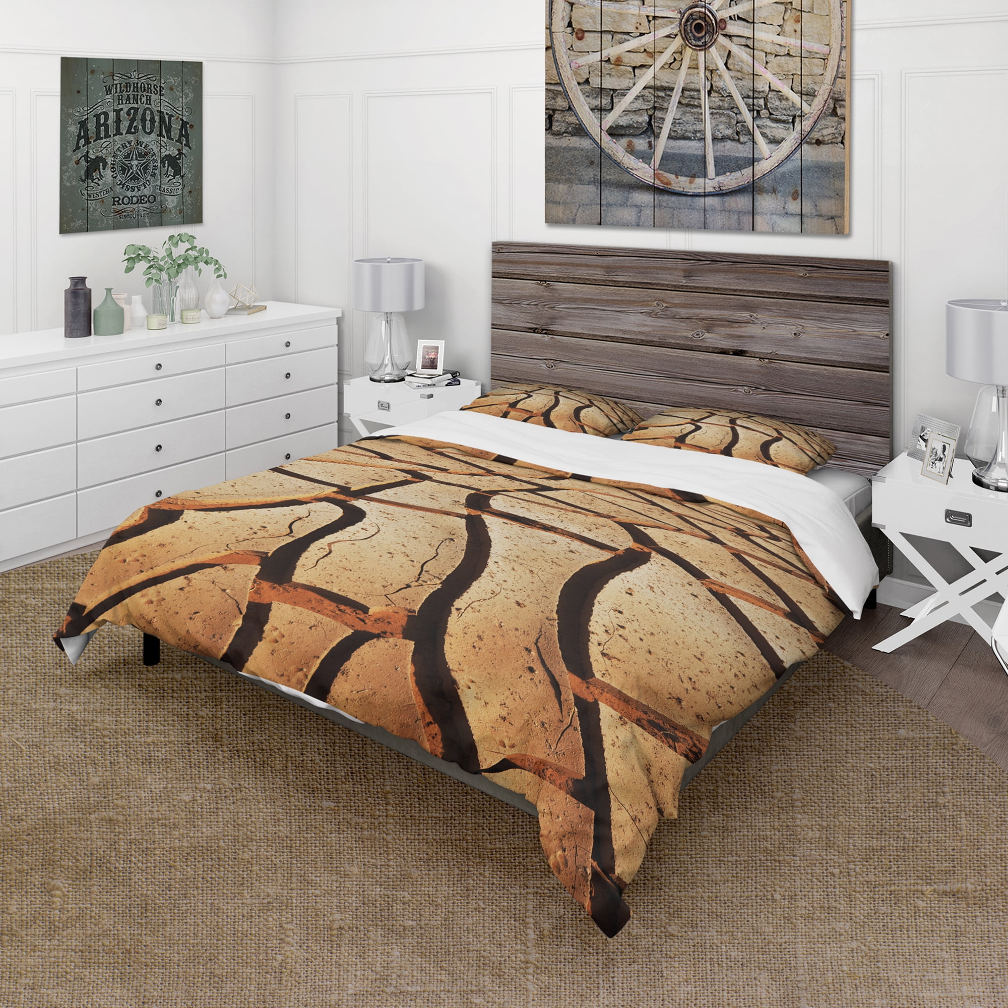 Designart 'Cracked Brown Drought Land' African Landscape Duvet Cover Set