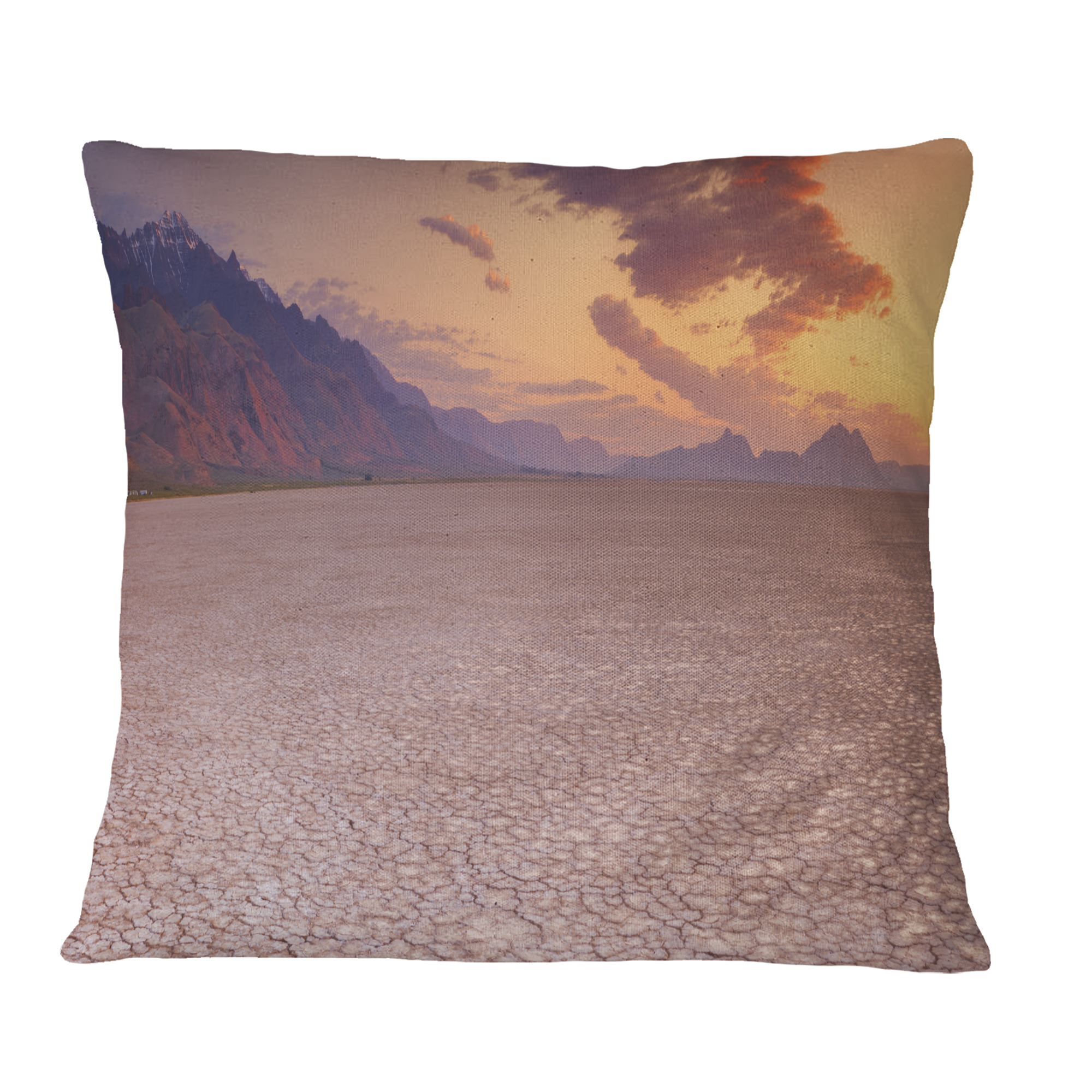 Designart Cracked Earth in Alvord Desert - Landscape Printed Throw Pillow - 16x16