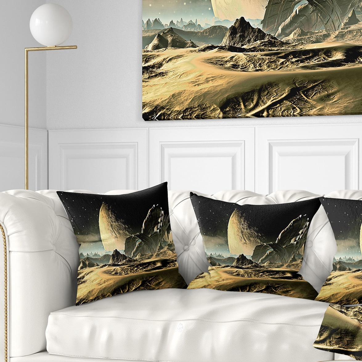 Designart Crashed Spaceship - Contemporary Throw Pillow - 16x16