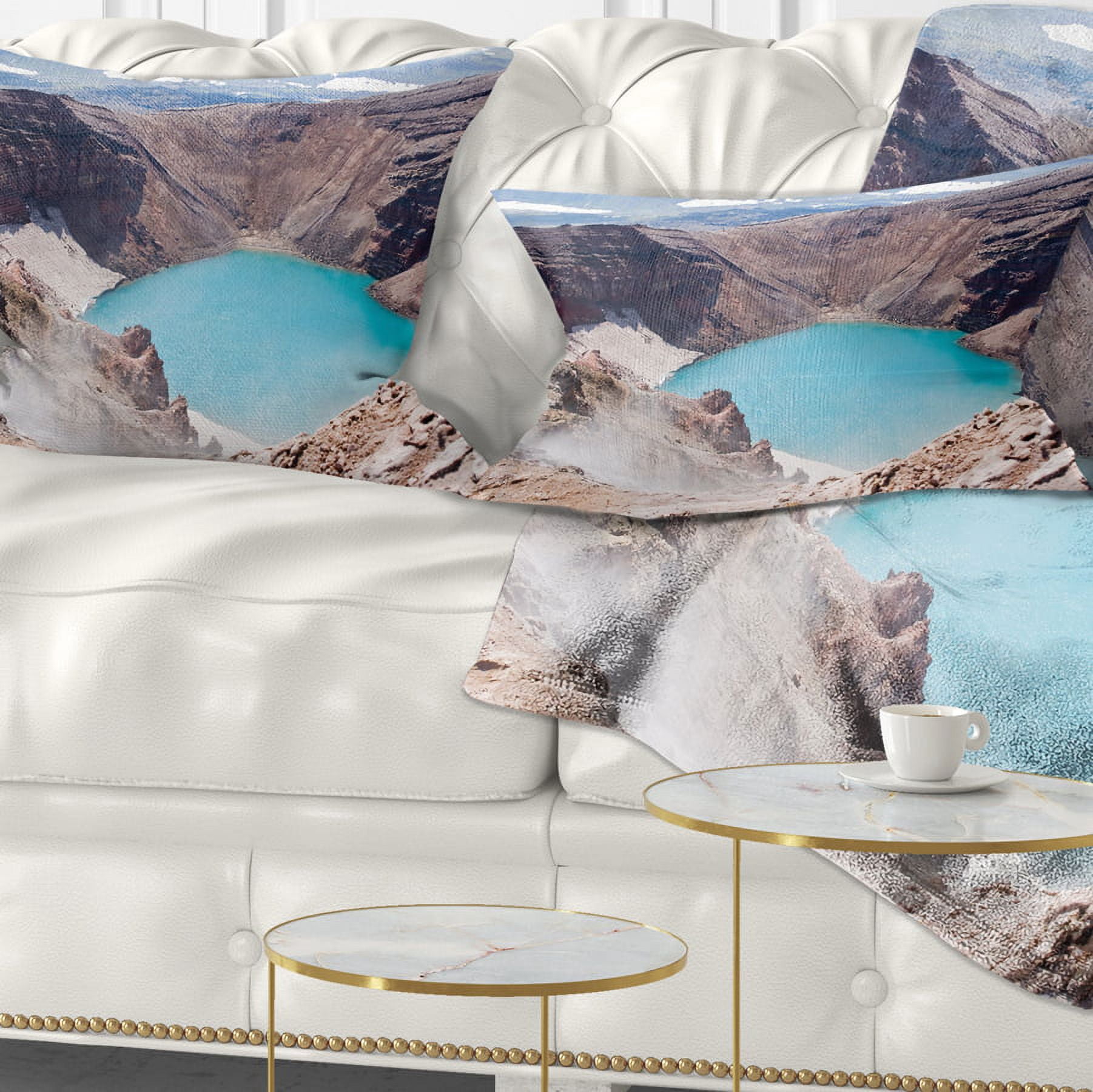 Designart Crater of Volcano Goreliy - Landscape Printed Throw Pillow - 12x20