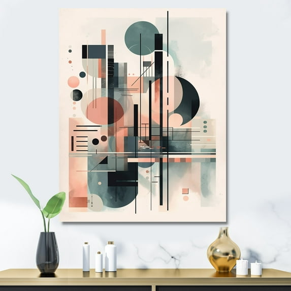 Designart "Cream Blue Minimalism Quiet Depths II" Minimalism Canvas Wall Art