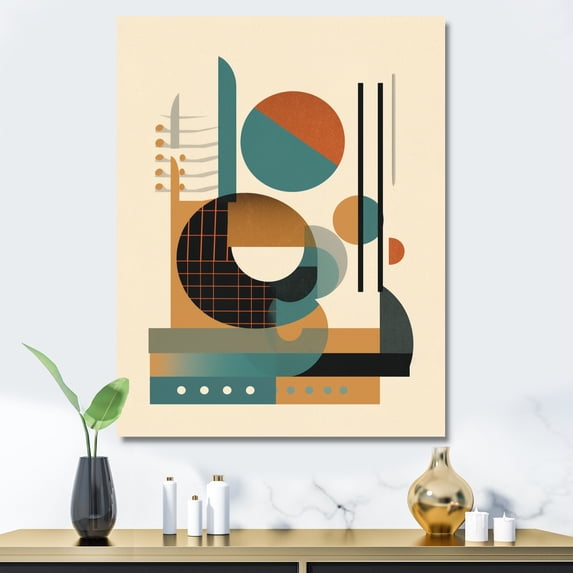Designart "Cream Green Geometric Quiet Depths" Minimalism Canvas Print