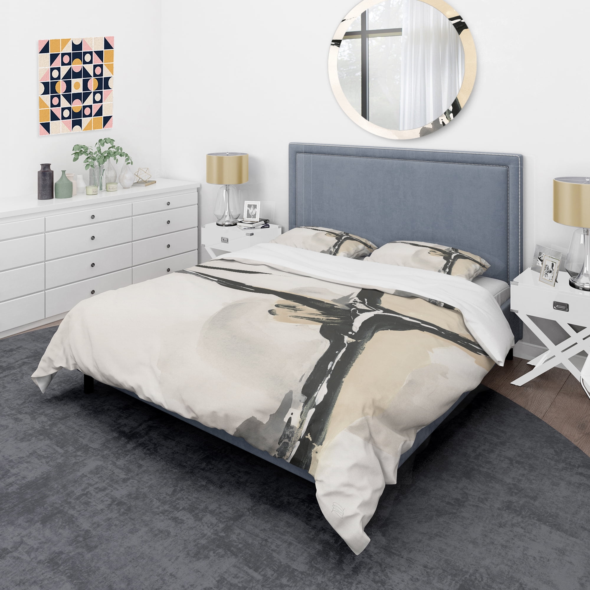 Designart 'Creamy Tan Form I' Glam Duvet Cover Set
