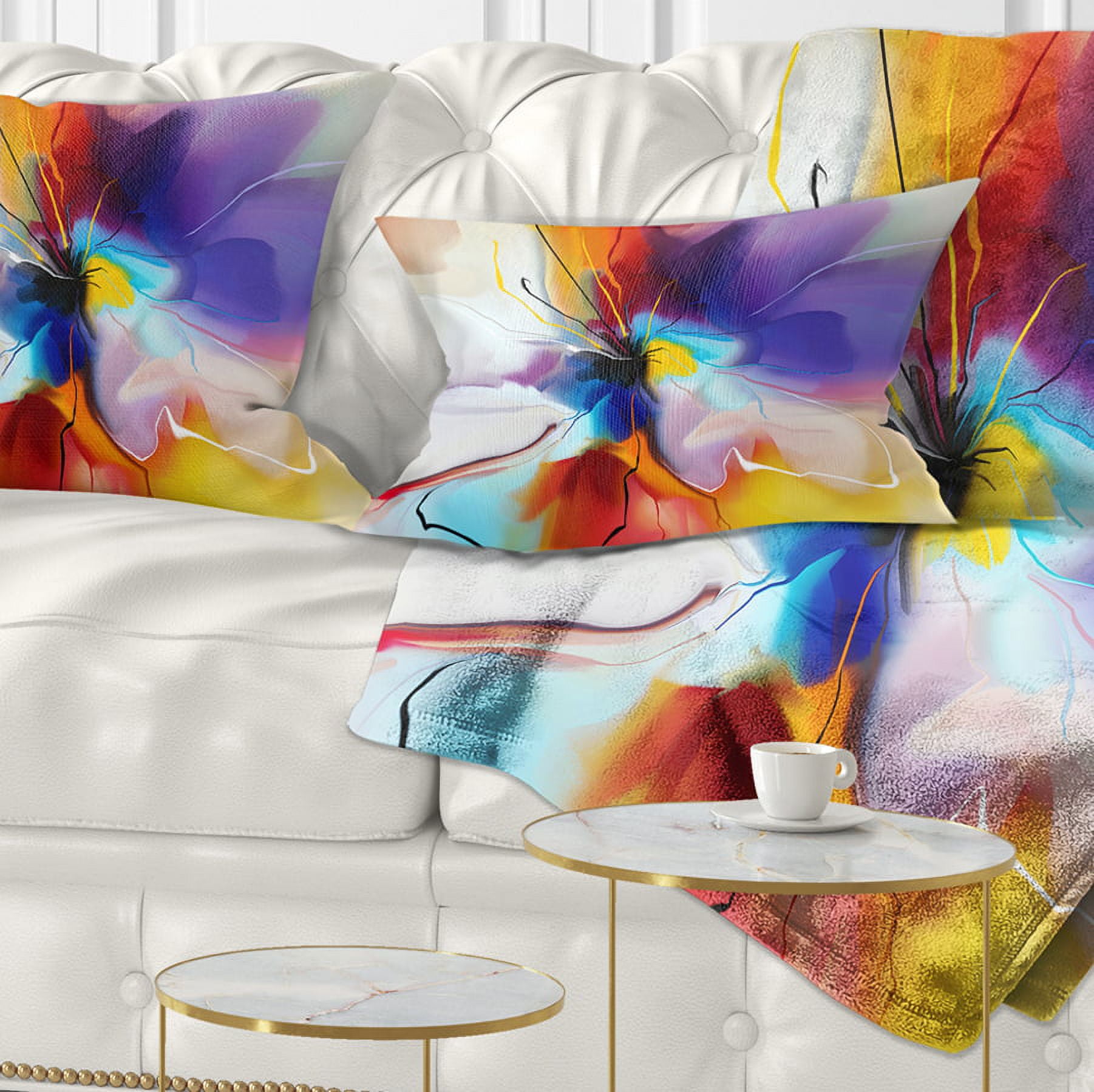 Designart Creative Flower in Multiple Colors - Floral Throw Pillow - 12x20