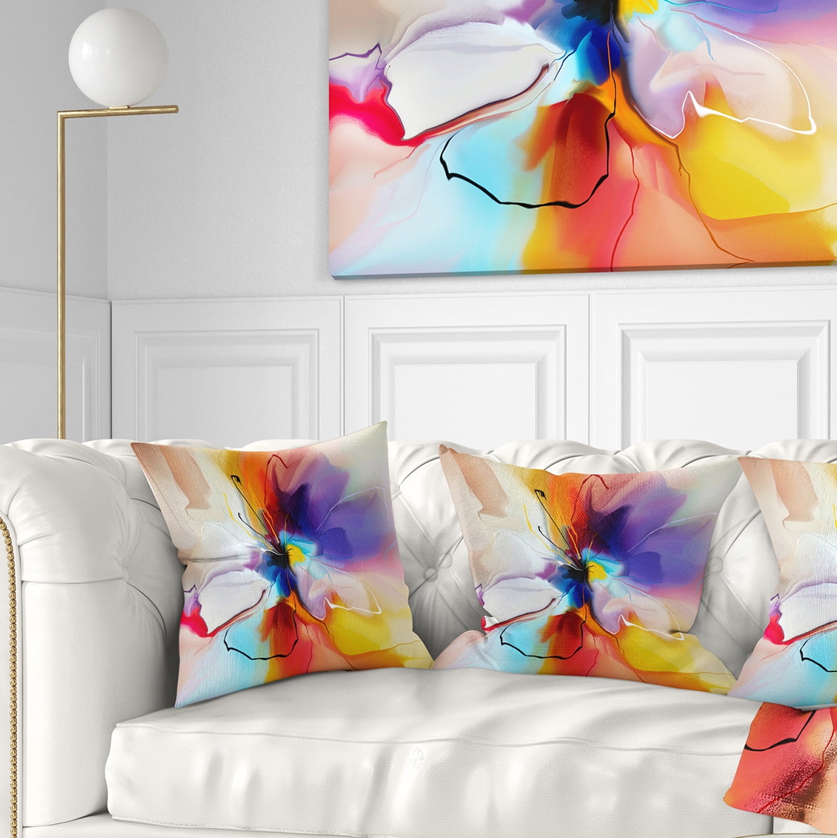 Designart Creative Flower in Multiple Colors - Floral Throw Pillow - 18x18