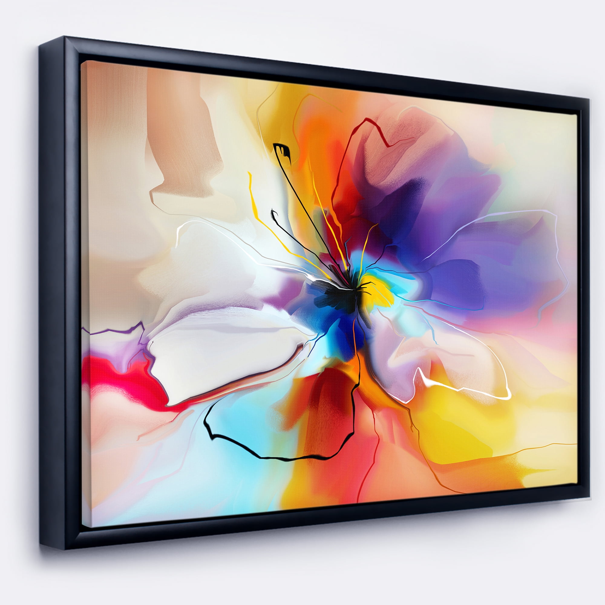 Designart ' Creative Flower in Multiple Colors ' Large Floral Framed Canvas art