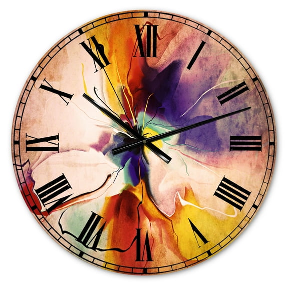 Designart 'Creative Flower in Multiple Colors' Metal Wall Clock