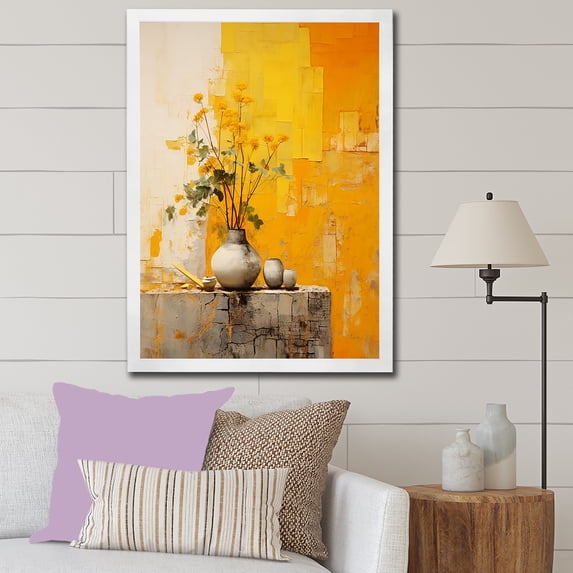 Designart "Creative Sunny Ceramics III" Boho Pottery Picture Framed Canvas Prints