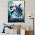 thumbnail image 1 of Designart "Creature Navy Porpoise Droplets" Animals Floater Framed Canvas Print, 1 of 7