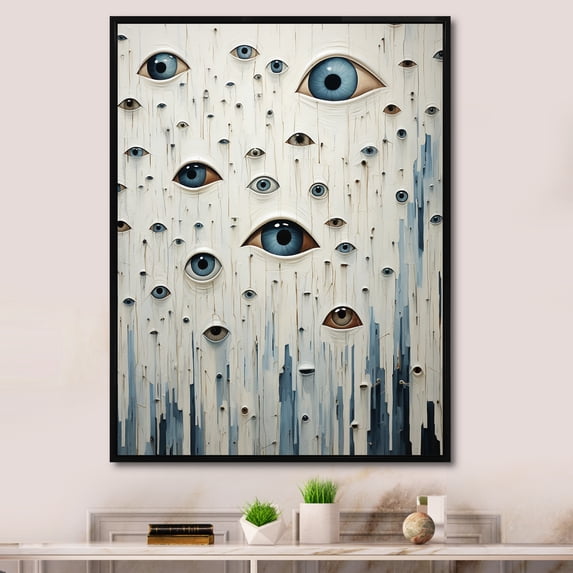 Designart "Creatures In Minimalist Form" Monsters Floater Framed Canvas Wall Art