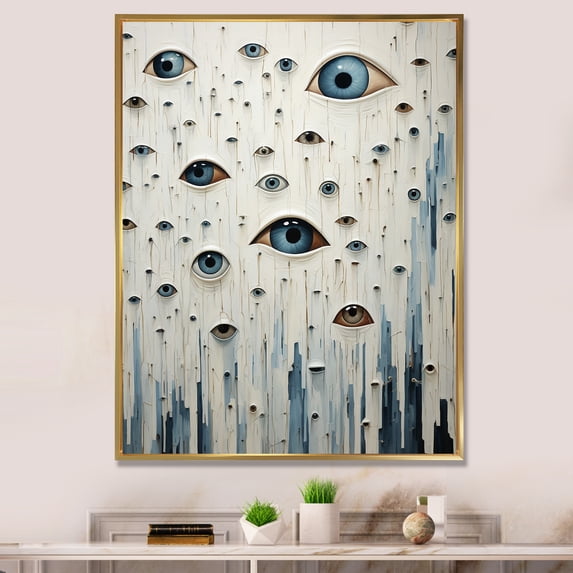 Designart "Creatures In Minimalist Form" Monsters Floater Framed Canvas Wall Art