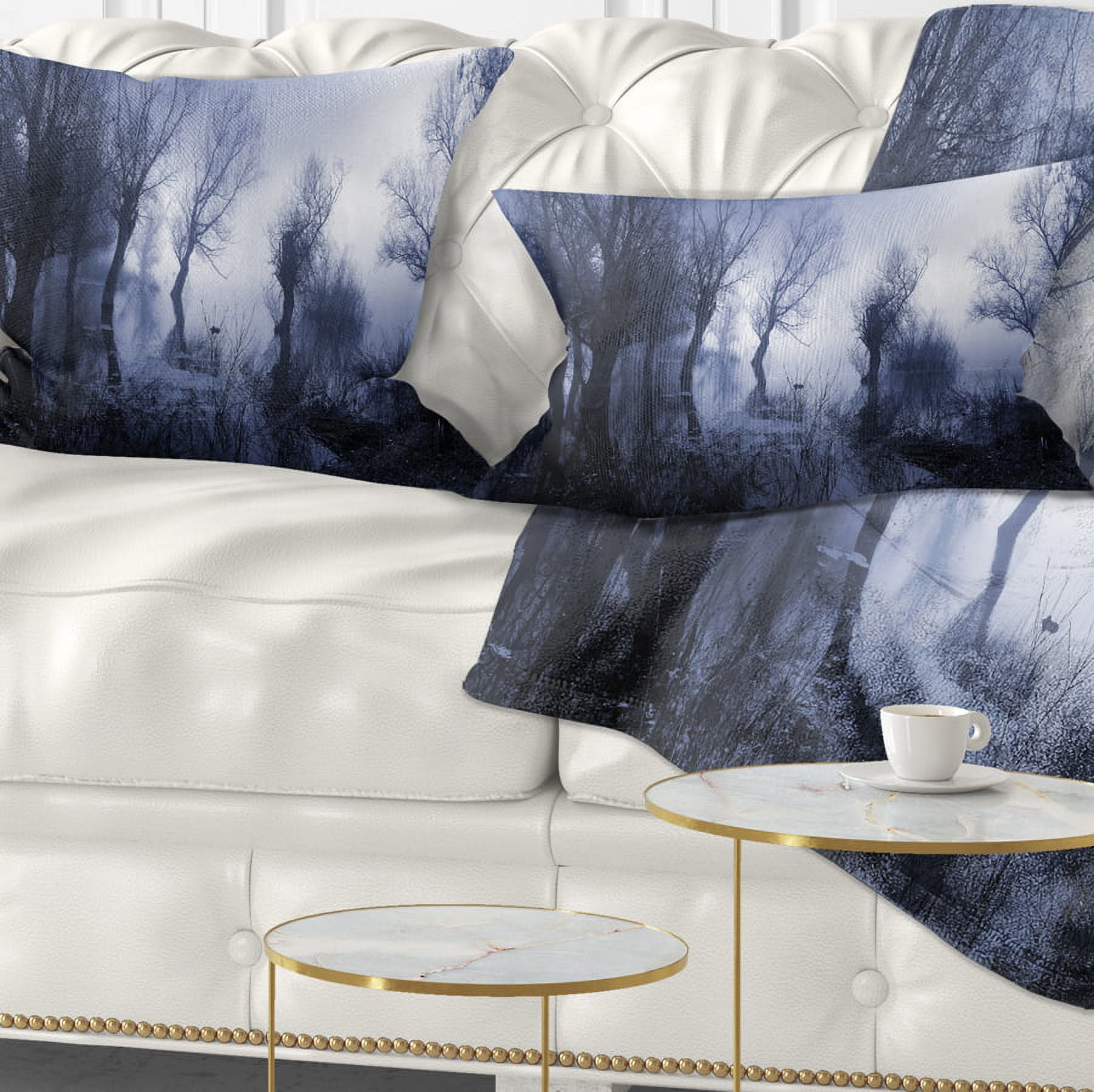 Designart Creepy Landscape in Sepia Tones - Landscape Printed Throw Pillow - 12x20