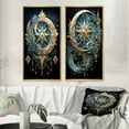 thumbnail image 1 of Designart "Crescent Moon and Symbols" Symbols Framed Wall Art Set Of 2 - Gold Fantasy Frame Gallery Set For Office Decor, 1 of 7