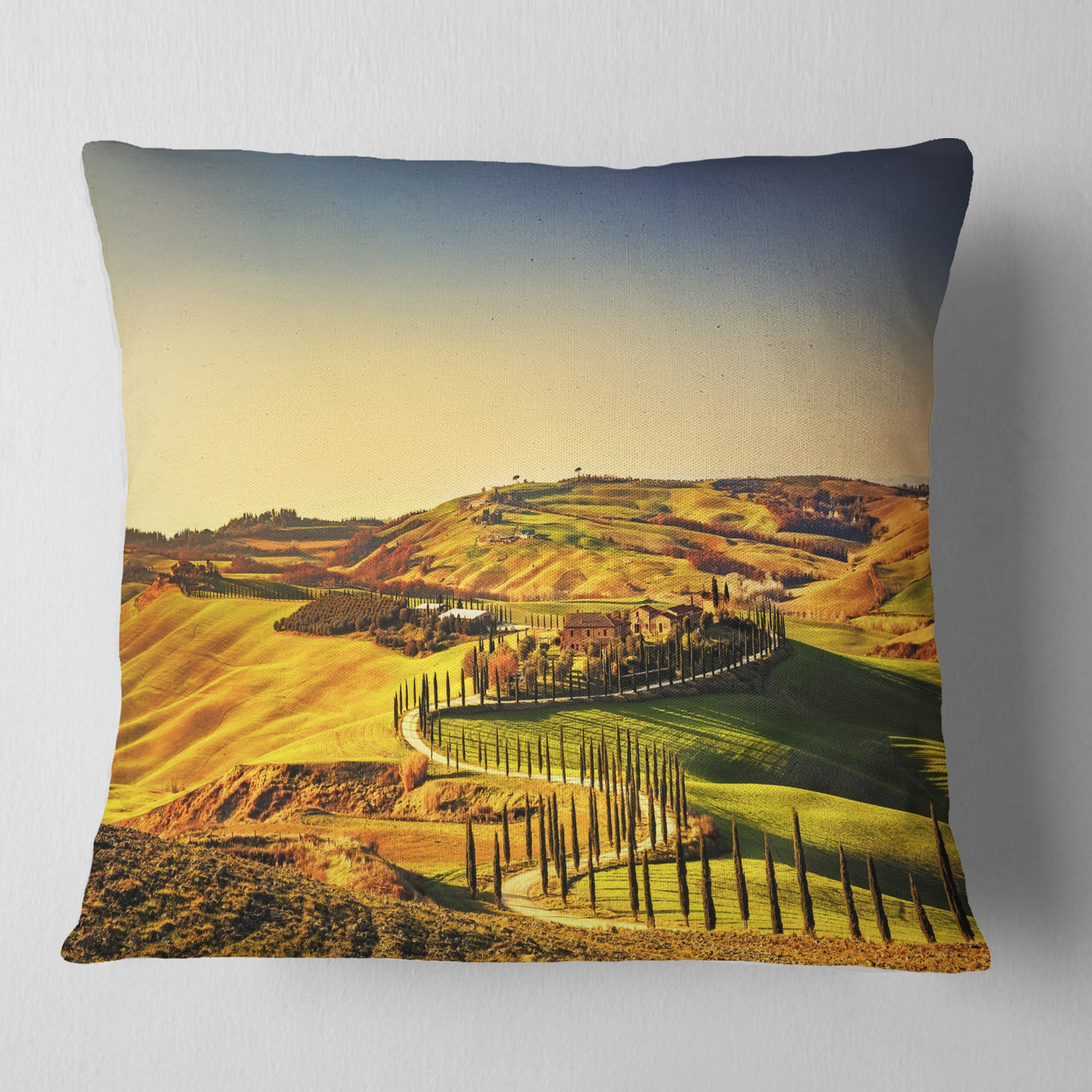Designart Crete Senesi Rural Landscape Tuscany - Landscape Wall Throw Pillow - 16x16
