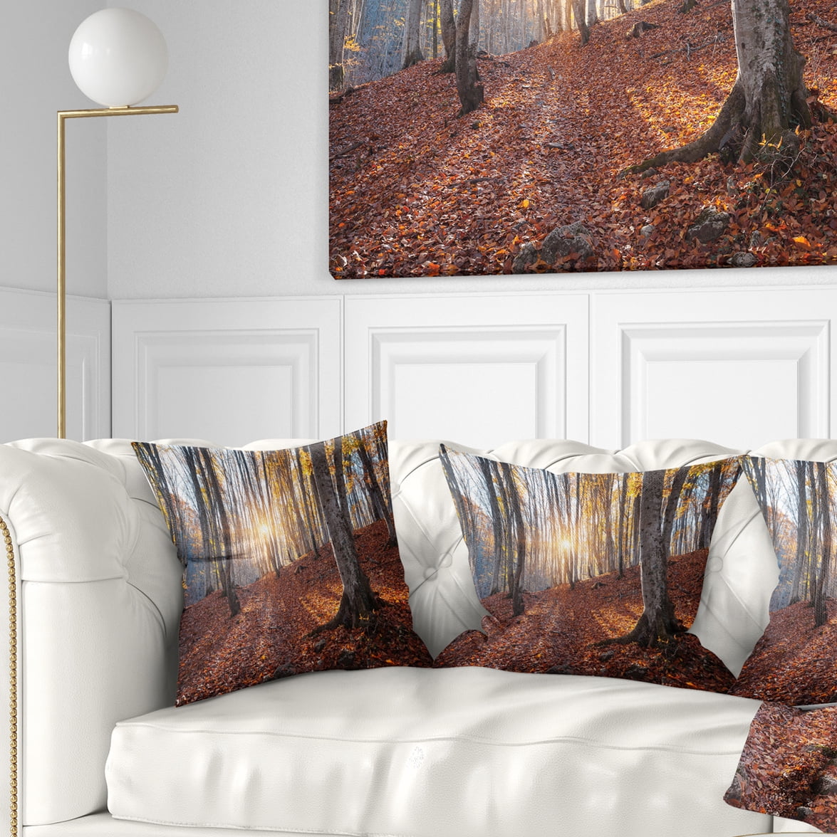 Designart Crimean Mountains Autumn Trees - Landscape Photography Throw Pillow - 18x18