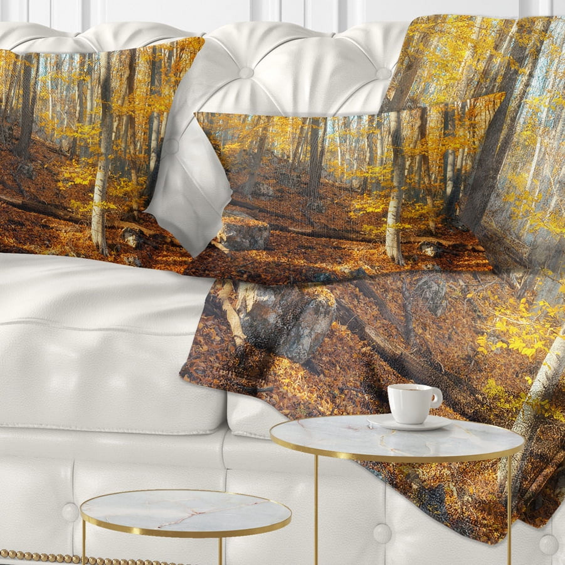 Designart Crimean Mountains Yellow Leaves - Landscape Photography Throw Pillow - 12x20