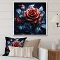 thumbnail image 1 of Designart "Crimson And Azure Bloom" Roses Floater Framed Canvas Wall Art, 1 of 5