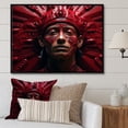 thumbnail image 1 of Designart "Crimson And Onyx Aztec Fighter Likeness I" African Mask Floater Framed Wall Decor, 1 of 5