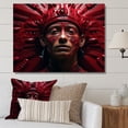 thumbnail image 1 of Designart "Crimson And Onyx Aztec Fighter Likeness I" African Mask Wall Decor, 1 of 7