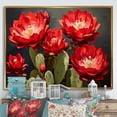 thumbnail image 1 of Designart "Crimson Cactus Blossom" Cactus Floater Framed Wall Art Living Room, 1 of 5