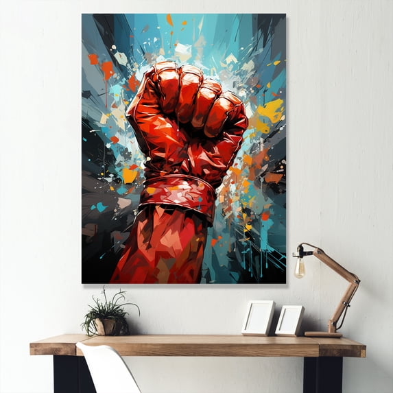 Designart "Crimson Glove Boxing Art" Boxing Canvas Wall Art