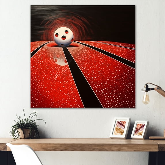 Designart "Crimson Streak Ivory Sphere" Bowling Canvas Prints