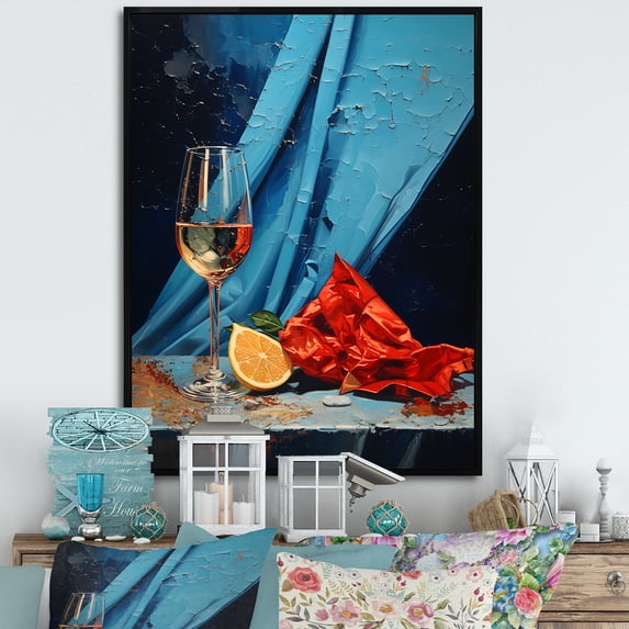 Designart "Crisp Cavas Sparkle I" Wine Floater Framed Wall Art Prints