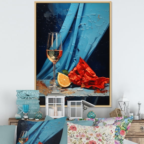 Designart "Crisp Cavas Sparkle I" Wine Floater Framed Wall Art Prints