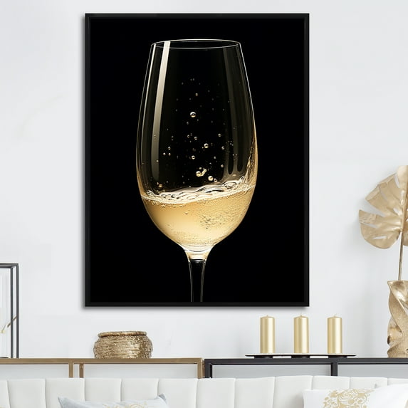 Designart "Crisp Crystal Champagne" Champagne Floater Framed Canvas Wall Art