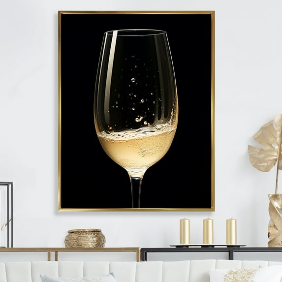Designart "Crisp Crystal Champagne" Champagne Floater Framed Canvas Wall Art