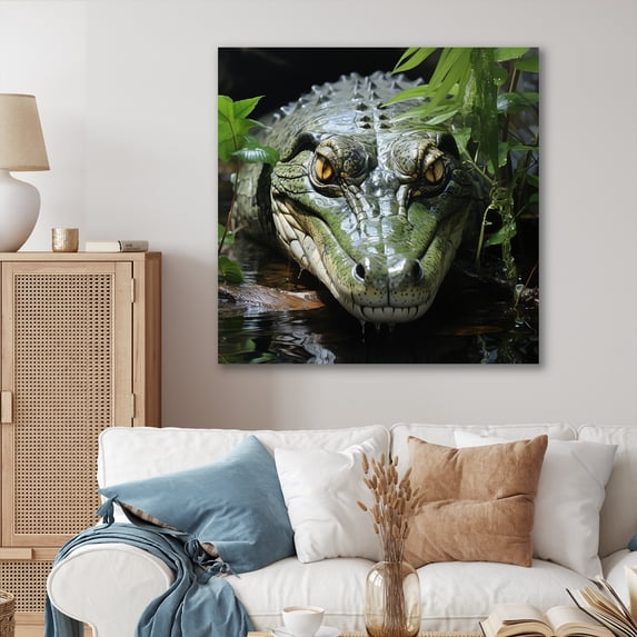 Designart "Crocodile Waters Keeper" Animals Wall Art Living Room