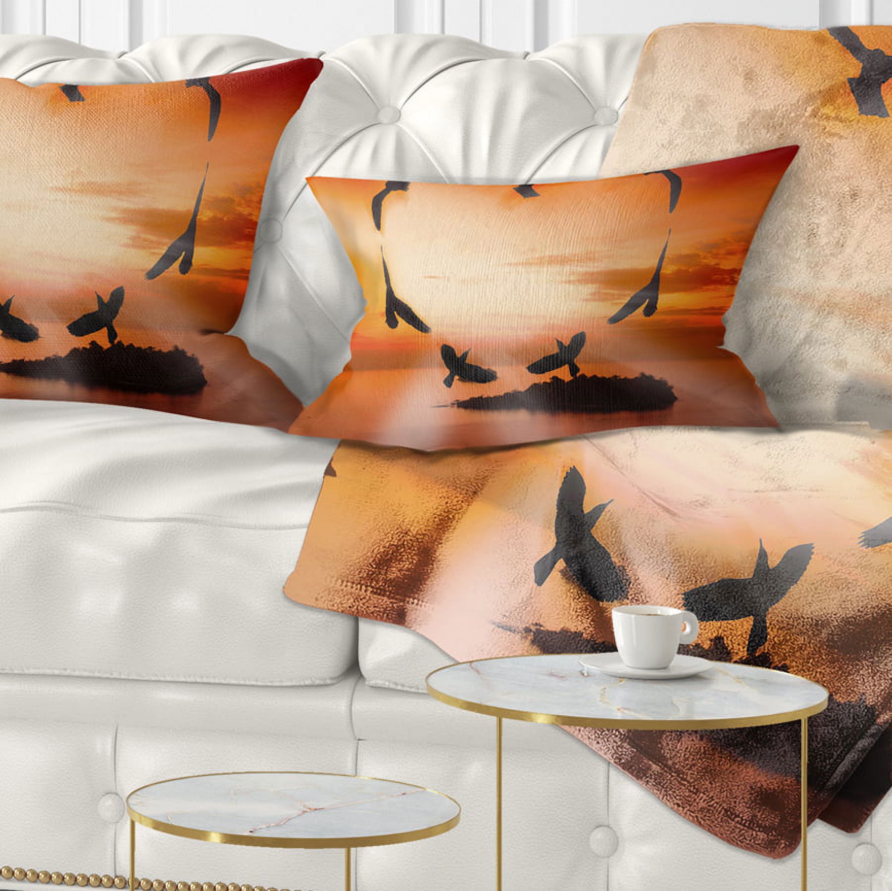 Designart Crow Heart at Sunset - Abstract Throw Pillow - 12x20