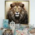 thumbnail image 1 of Designart "Crowned Lion in Portrait II" Animals Framed Wall Art Decor - Modern Brown Lion Entryway Framed Wall Art, 1 of 6