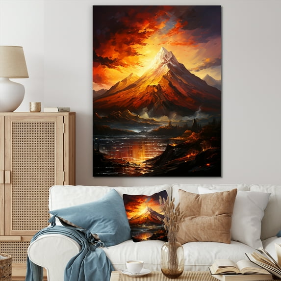 Designart "Crust Of The Fiery Volcano I" Volcano Canvas Art Print