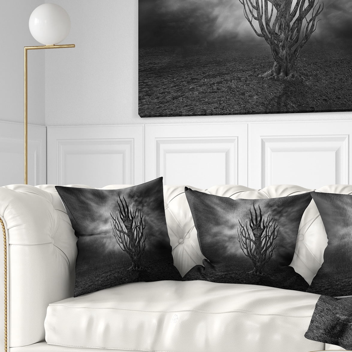 Designart Cry of Hand - Abstract Throw Pillow - 18x18
