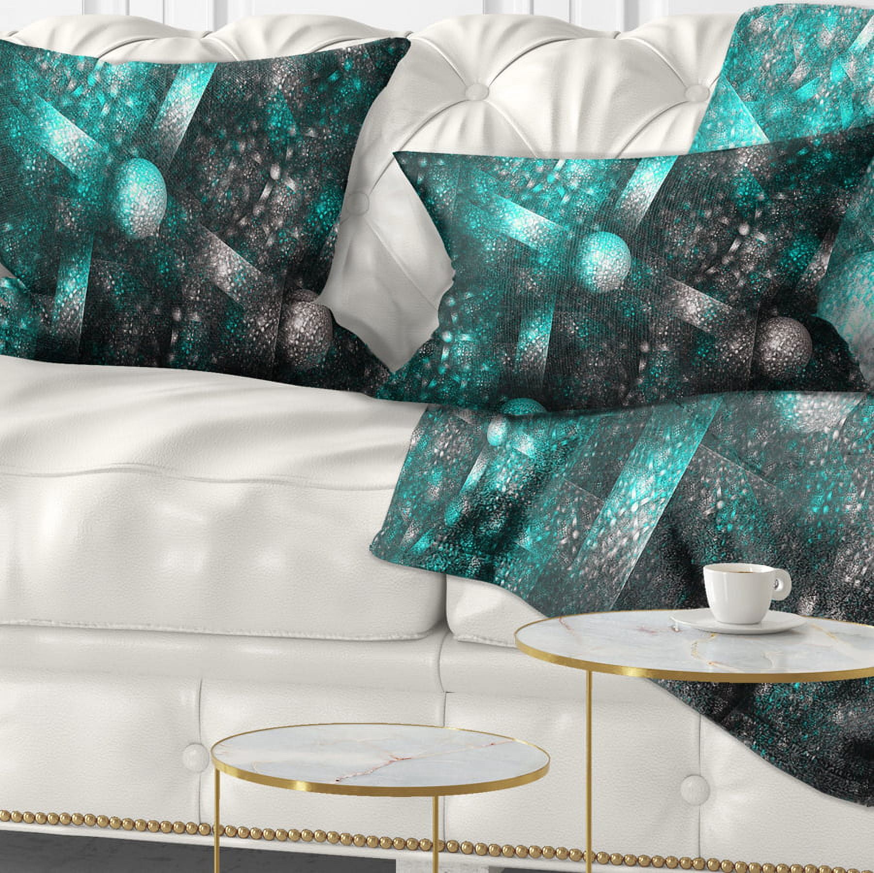 Designart Crystal Cell Blue Steel Texture - Abstract Throw Pillow - 12x20
