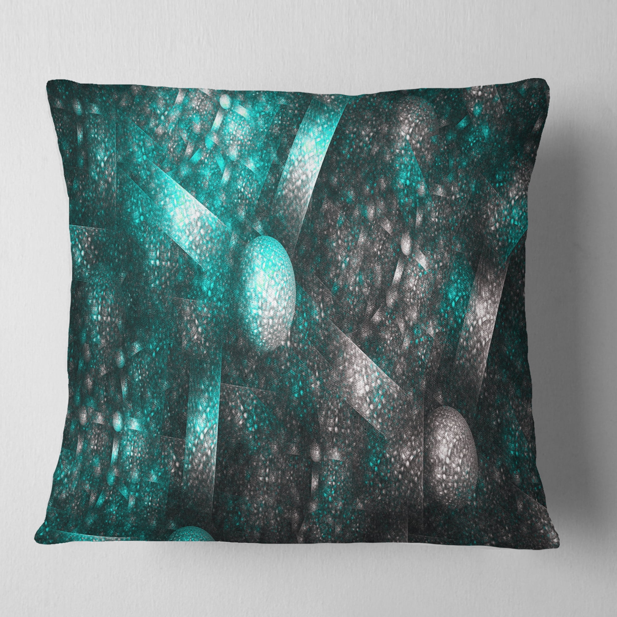Designart Crystal Cell Blue Steel Texture - Abstract Throw Pillow - 18x18