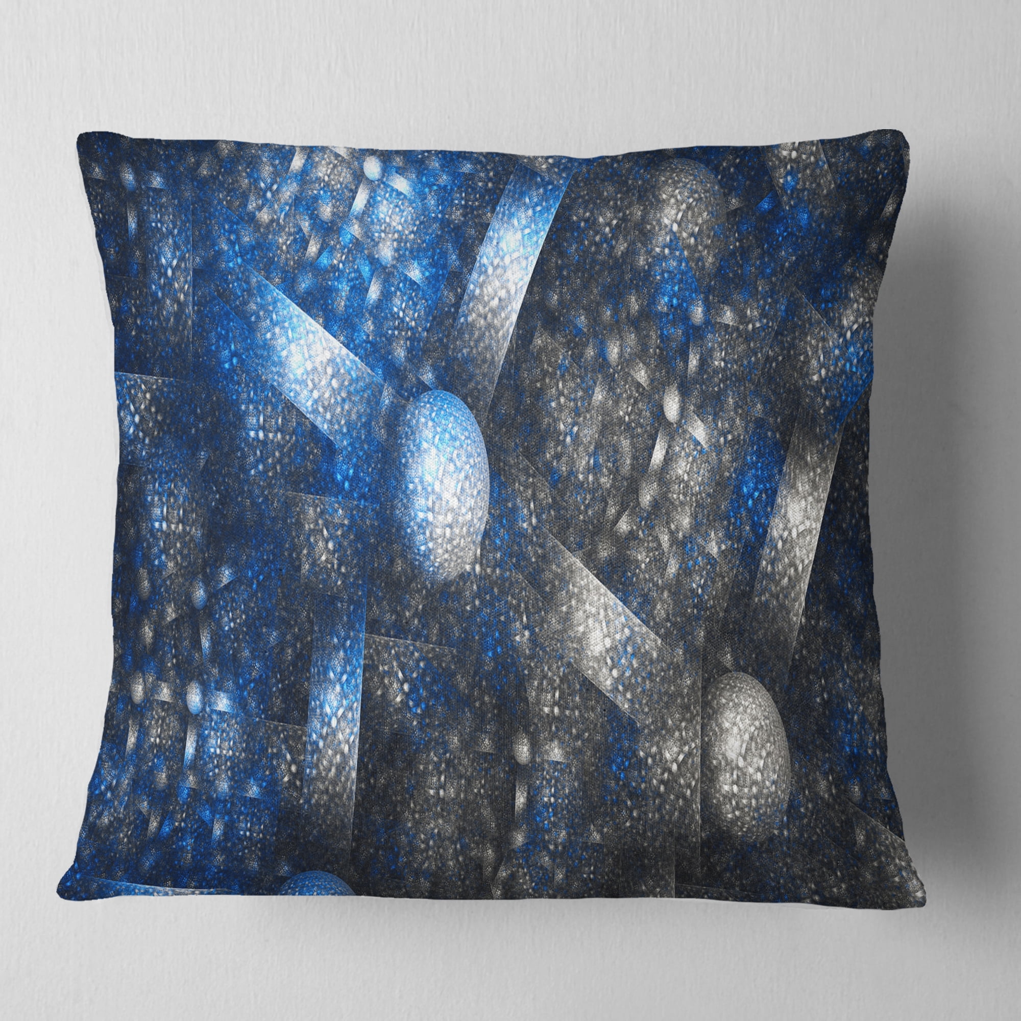 Designart Crystal Cell Dark Blue Steel Texture - Abstract Throw Pillow - 18x18