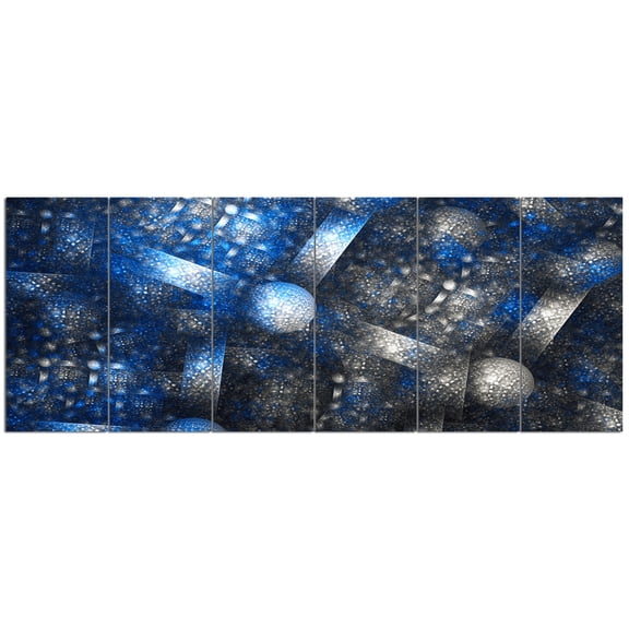 Designart 'Crystal Cell Dark Blue Steel Texture ' Abstract Wall Art Canvas