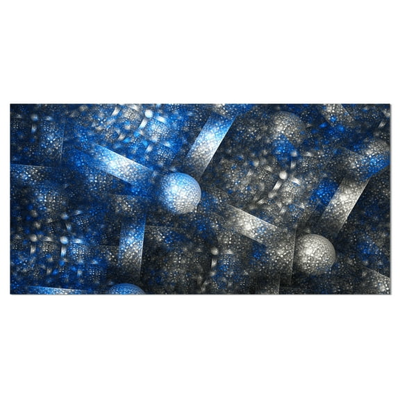 Designart 'Crystal Cell Dark Blue Steel Texture ' Abstract Wall Art Canvas