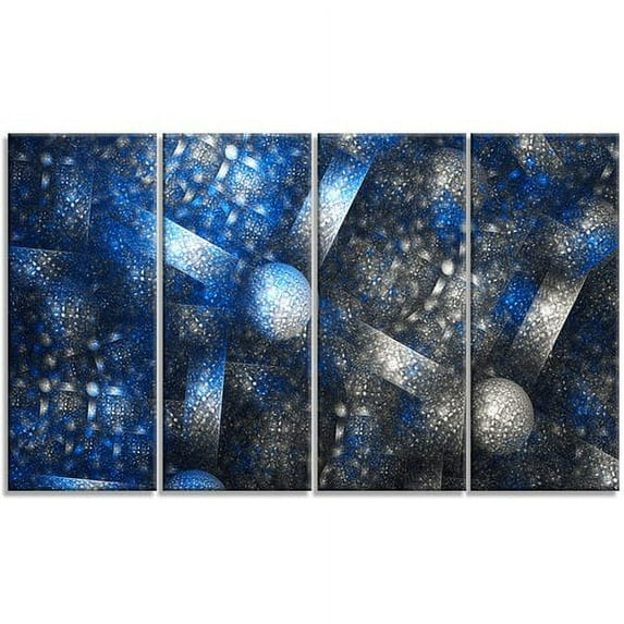 Designart 'Crystal Cell Dark Blue Steel Texture ' Abstract Wall Art Canvas